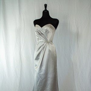 Belsoie by Jasmine Strapless Silver Dress Size 12